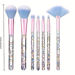 7 Piece Glitter Handle Makeup Brush Set for Travel & Gifting