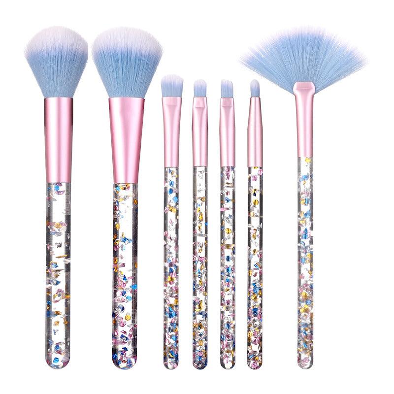 7 Piece Glitter Handle Makeup Brush Set for Travel & Gifting