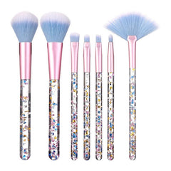 7 Piece Glitter Handle Makeup Brush Set for Travel & Gifting