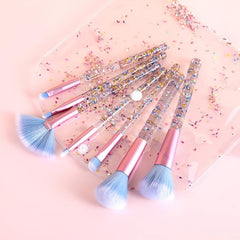 7 Piece Glitter Handle Makeup Brush Set for Travel & Gifting