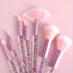 7 Piece Glitter Handle Makeup Brush Set for Travel & Gifting