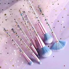 7 Piece Glitter Handle Makeup Brush Set for Travel & Gifting