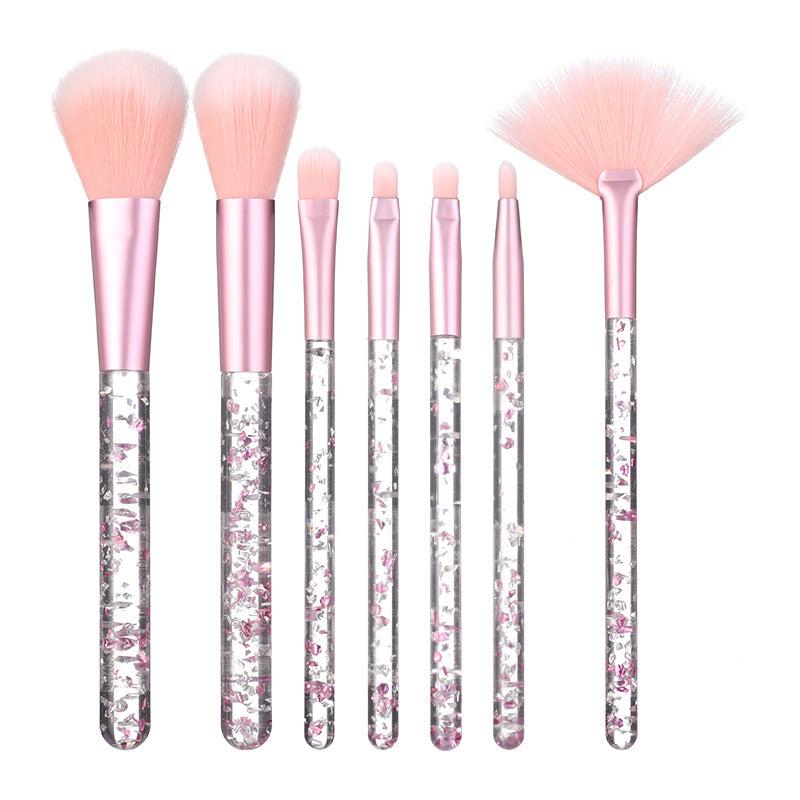 7 Piece Glitter Handle Makeup Brush Set for Travel & Gifting