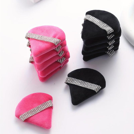 12Pcs Triangle Powder Puff with Crystal Strap for Face Makeup