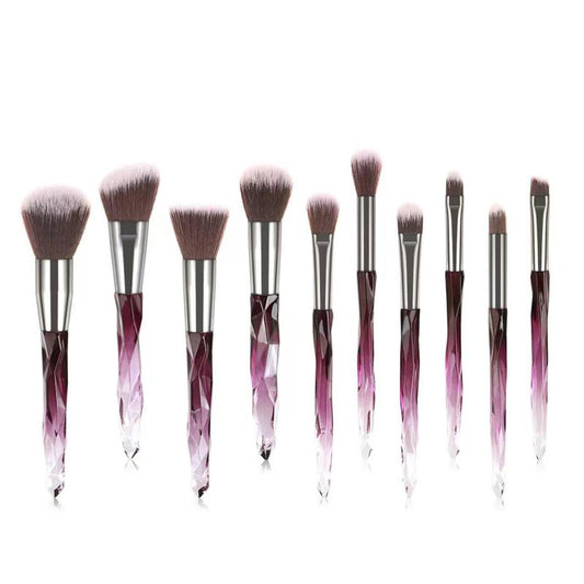 10 Pcs Crystal Handle Makeup Brushes Set Pink