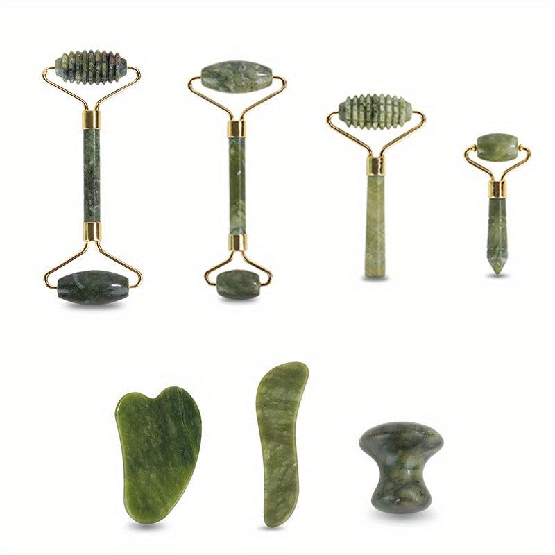 7 PCS Jade Roller & Gua Sha Set Reduce Aging Rose Quartz Face Massager
