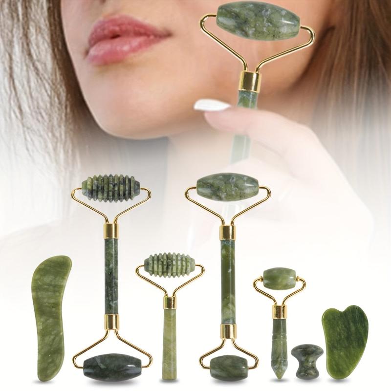 7 PCS Jade Roller & Gua Sha Set Reduce Aging Rose Quartz Face Massager