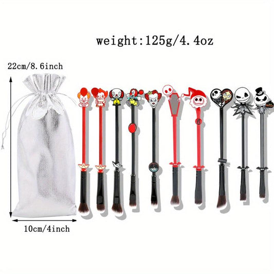 10pcs Halloween Makeup Brush Set Jack Joker Role Playing Holiday Decorations