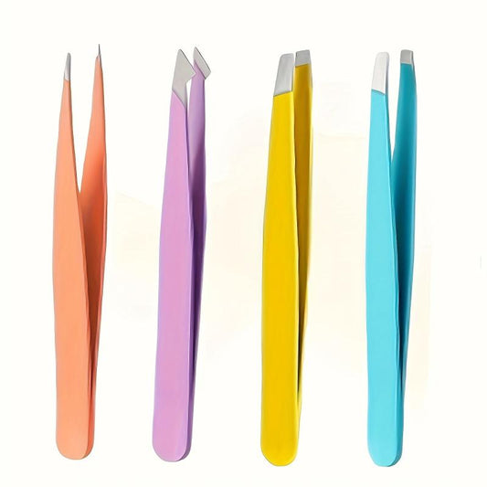 4pcs Stainless Steel Tweezers Set Precision For Ingrown Hair Removal