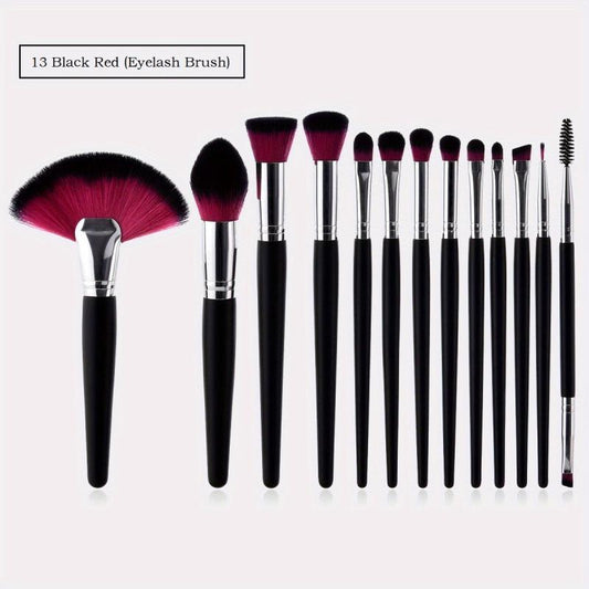 13pcs Makeup Brush Set with Wooden Handle and Nylon Hair for Makeup Starters
