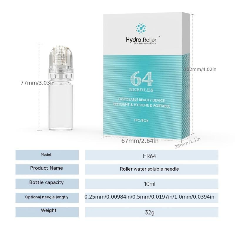 Hydra 64Pin 0.25mm Micro Needle Derma Roller Bottle Serum Injection