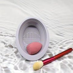 Silicone Makeup Brush Scrubber Cleaning Mat with Bowl