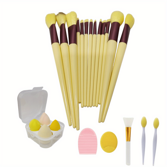 22pcs Makeup Tool Set Brushes Sponges Lip Brushes Cleaning Silicone