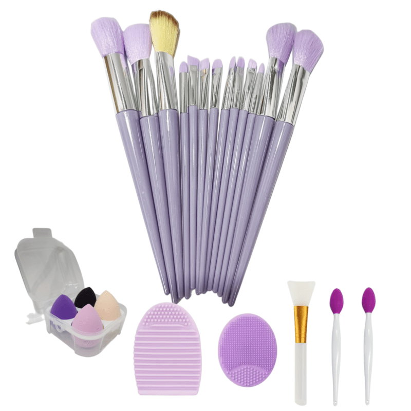 22pcs Makeup Tool Set Brushes Sponges Lip Brushes Cleaning Silicone