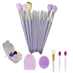 22pcs Makeup Tool Set Brushes Sponges Lip Brushes Cleaning Silicone
