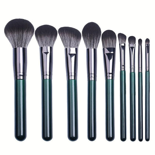 8-9 Piece Dark Green Makeup Brush Set