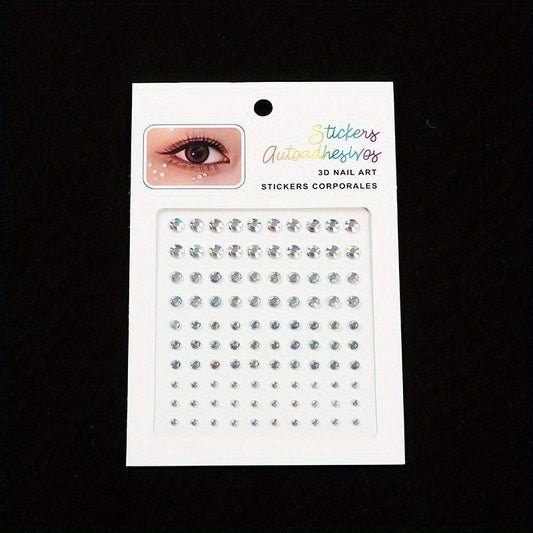 Sparkling Rhinestone & Faux Pearl Eye Tattoo Sticker DIY Makeup Decoration