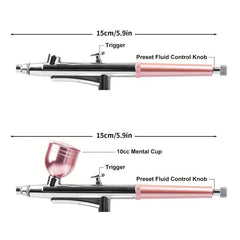Portable Single Action Airbrush for Makeup Nail Art Cake Tattoo Barbering
