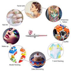 Portable Single Action Airbrush for Makeup Nail Art Cake Tattoo Barbering