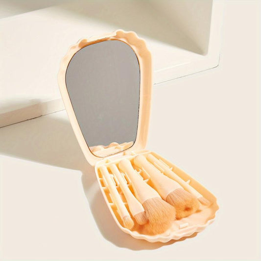 5-in-1 Makeup Brush Set with Mirror & Case