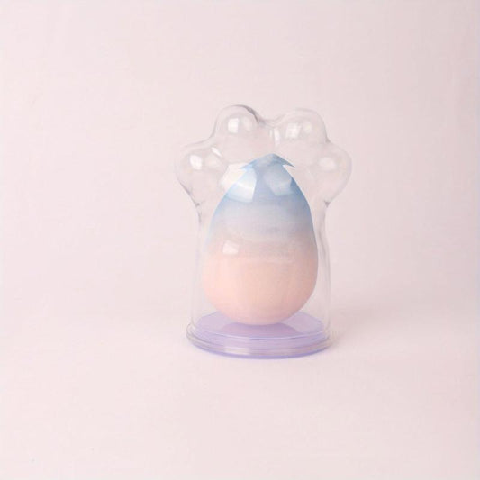 Ombre Makeup Sponge w/ Cat Paw Storage Case - Wet & Dry Use
