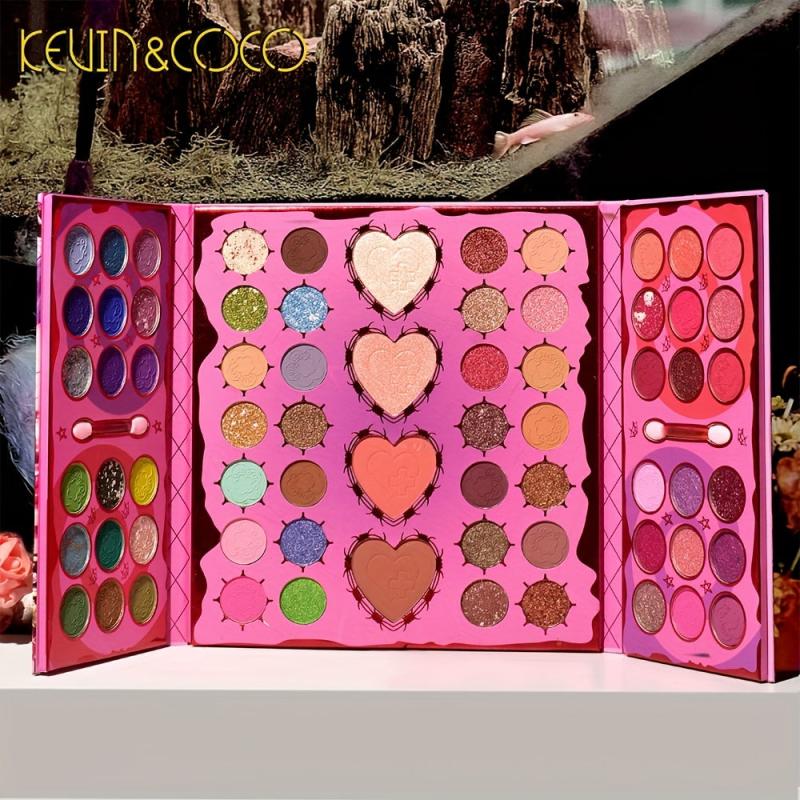 68 Colors Pearly Matte Eyeshadow Palette with Shimmer Flash Highlight Powder