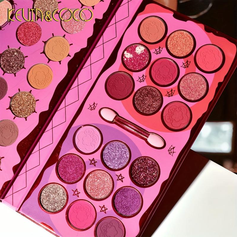 68 Colors Pearly Matte Eyeshadow Palette with Shimmer Flash Highlight Powder