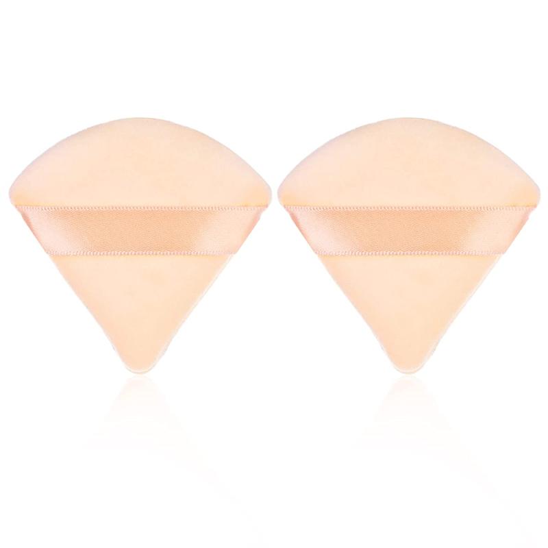 2 Triangle Powder Puffs Soft Plush Makeup Sponges
