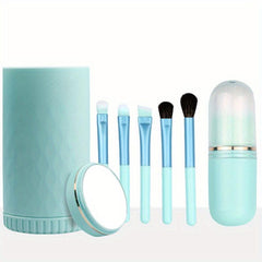 6-in-1 Makeup Brushes with Mirror Set Portable Kit