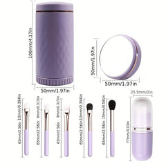 6-in-1 Makeup Brushes with Mirror Set Portable Kit