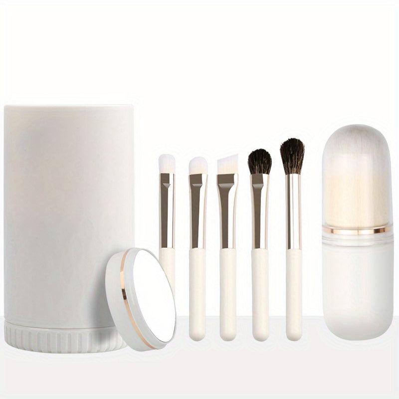 6-in-1 Makeup Brushes with Mirror Set Portable Kit