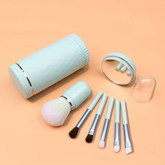 6-in-1 Makeup Brushes with Mirror Set Portable Kit