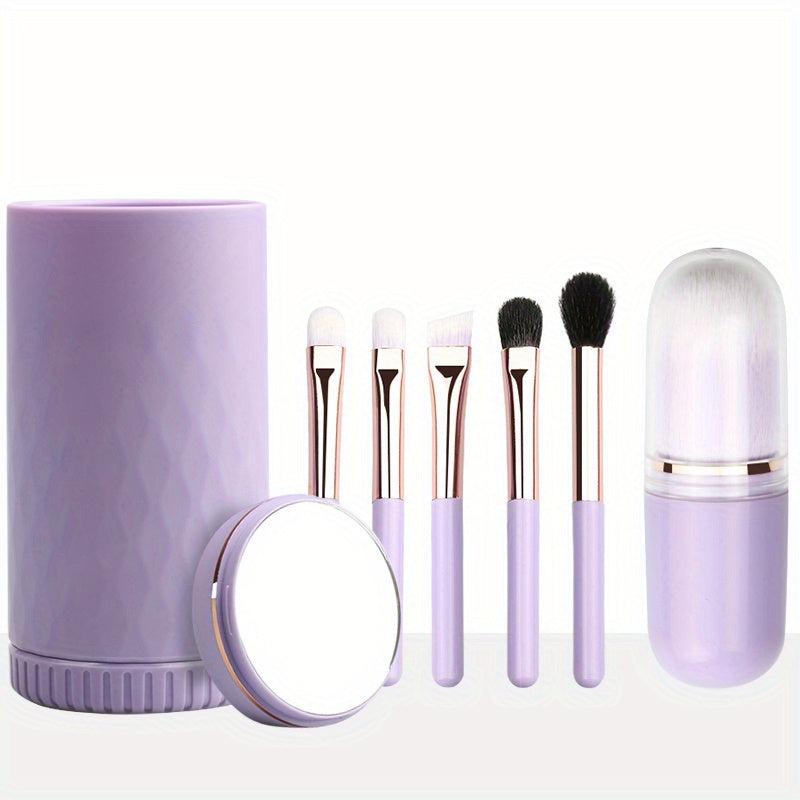 6-in-1 Makeup Brushes with Mirror Set Portable Kit