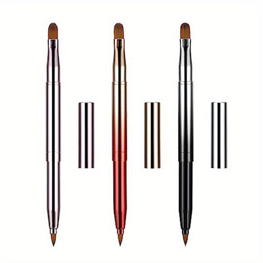3pcs Double Head Lipstick Concealer Brush Telescopic Makeup Brush Set