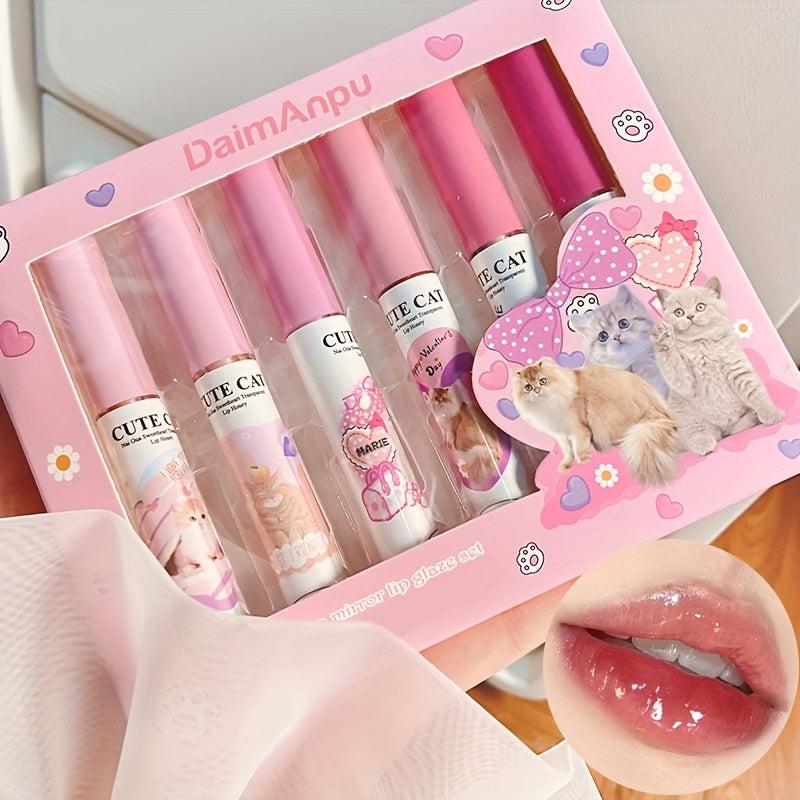 6-Pcs Lip Glaze Set Jelly Lip Long Lasting Sweet Gloss