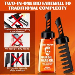 Men's 2 in 1 Hair Cream with Comb Styling Gel and Wax