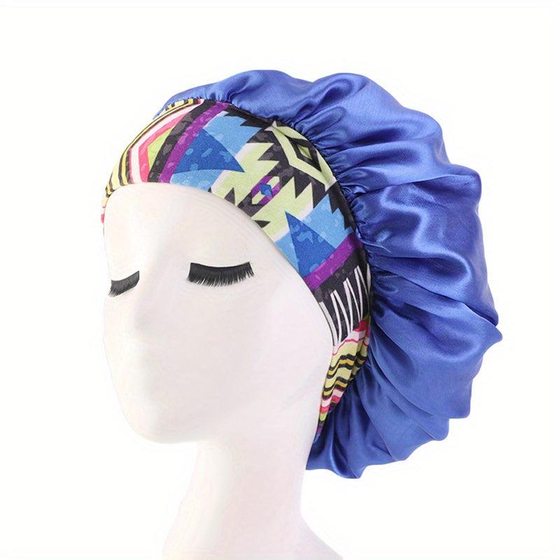 Satin Night Sleep Cap Wide Band Elastic Headband Satin Bonnet Hat
