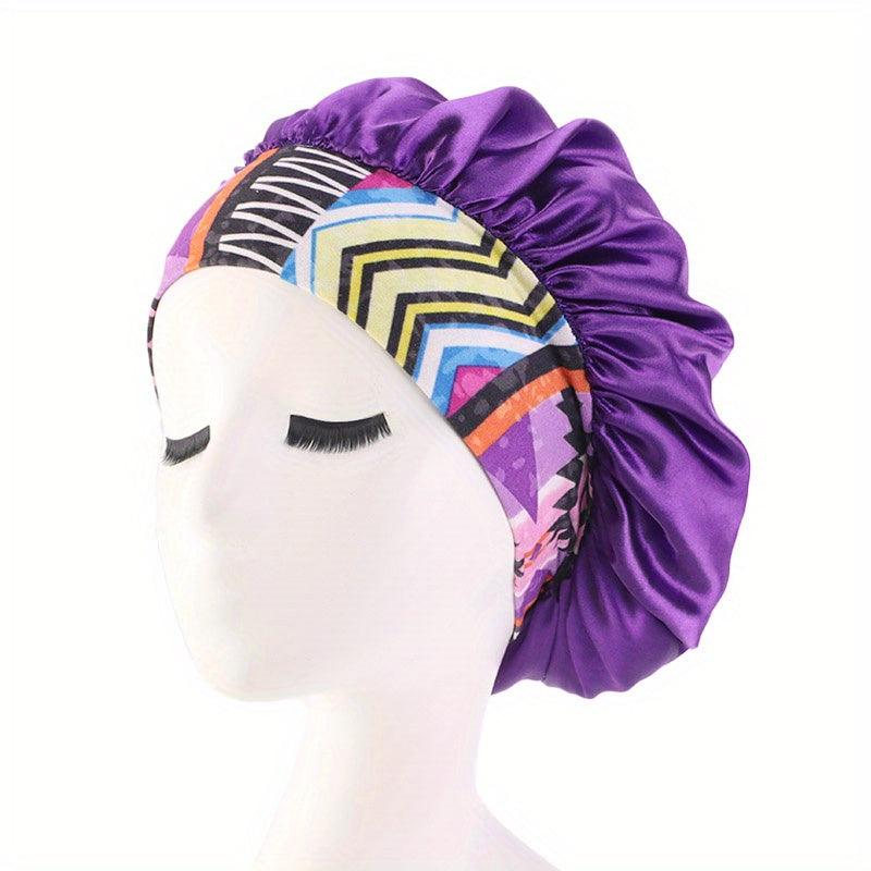 Satin Night Sleep Cap Wide Band Elastic Headband Satin Bonnet Hat