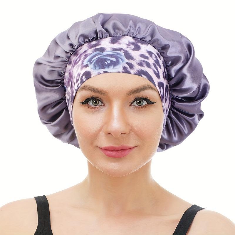 Satin Night Sleep Cap Wide Band Elastic Headband Satin Bonnet Hat