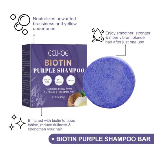 Purple Shampoo Bar For Blonde Hair With Biotin - Vegan Solid Shampoo Bar