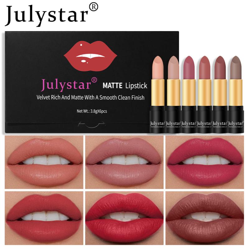 6pcs Lipstick Set Matte Finish Lipstick Set 3 8g 6pcs