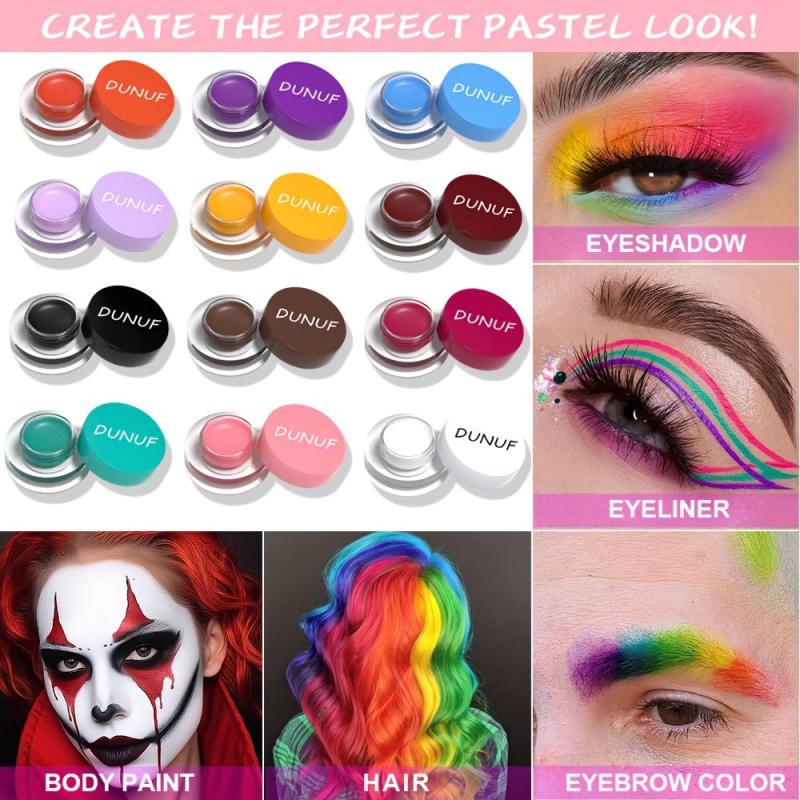 6 Eyeshadow Palette Matte Eyeliner Brow Tint Face Paint Halloween Makeup Kit