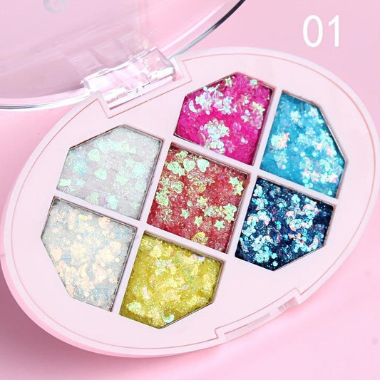 7 Sequins Eyeshadow Palette Glitter Makeup Multipurpose for Stages Parties