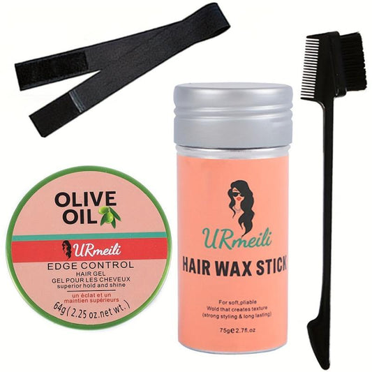 Strong Hold Edge Control Wax for Women with Elastic Bands - Non Greasy Formula