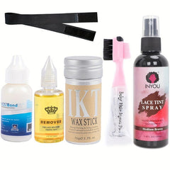 Waterproof Lace Wig Glue with Babyhair Brush, Wax Stick - Secure Hold