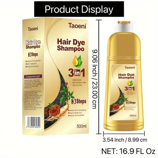 Dark Brown Hair Dye Shampoo For Gray Hair - Instant Color - 3 In 1