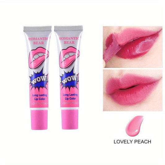 2PCS Peel Off Liquid Lipstick Set Waterproof Long Lasting Lip Gloss Tint