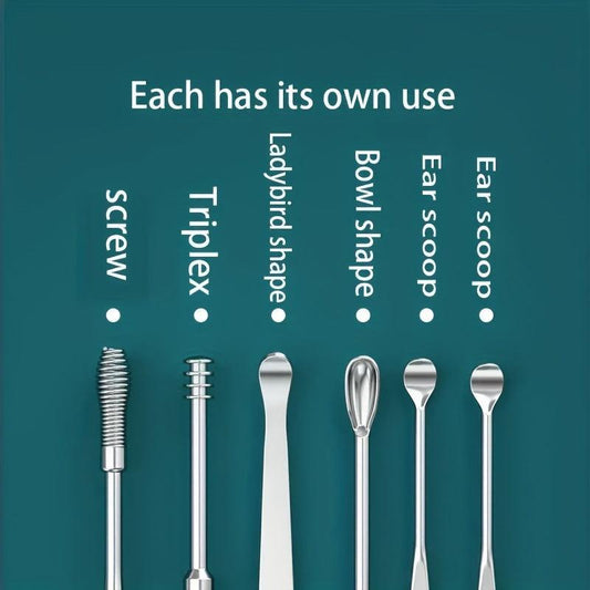 6pcs Stainless Steel Ear Wax Remover Tool Set