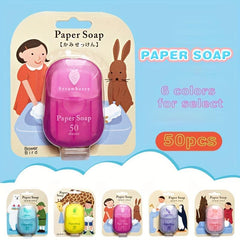 50 Pcs Disposable Travel Scented Bath Slice Soap Paper Sheets
