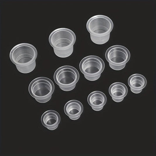 100 pcs Tattoo Ink Cups Disposable Plastic Small Medium Large Sizes
